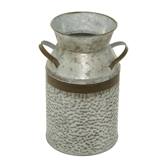 12" Gray Decorative Tin Milk Can